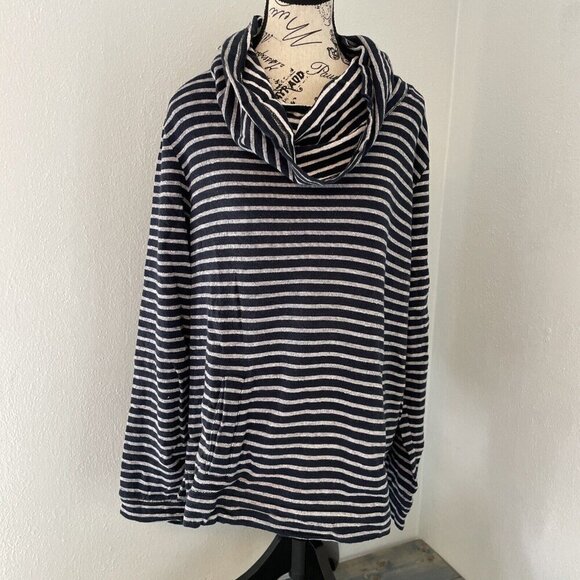 J.Crew Factory Striped Terry Funnelneck Sweatshirt Style Size XL (A6) - Picture 1 of 14